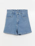 LC Waikiki Women's Straight Elastic Waist Jean Shorts